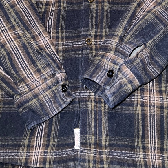 Flag & Anthem Brown Gray Plaid Flannel Thermal Lined Button Up Jacket Size L - Picture 9 of 12